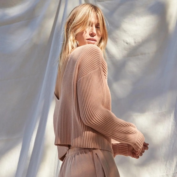 Lunya Reversible Ribbed Cotton Silk Blend Sweater Size Large - Picture 2 of 8